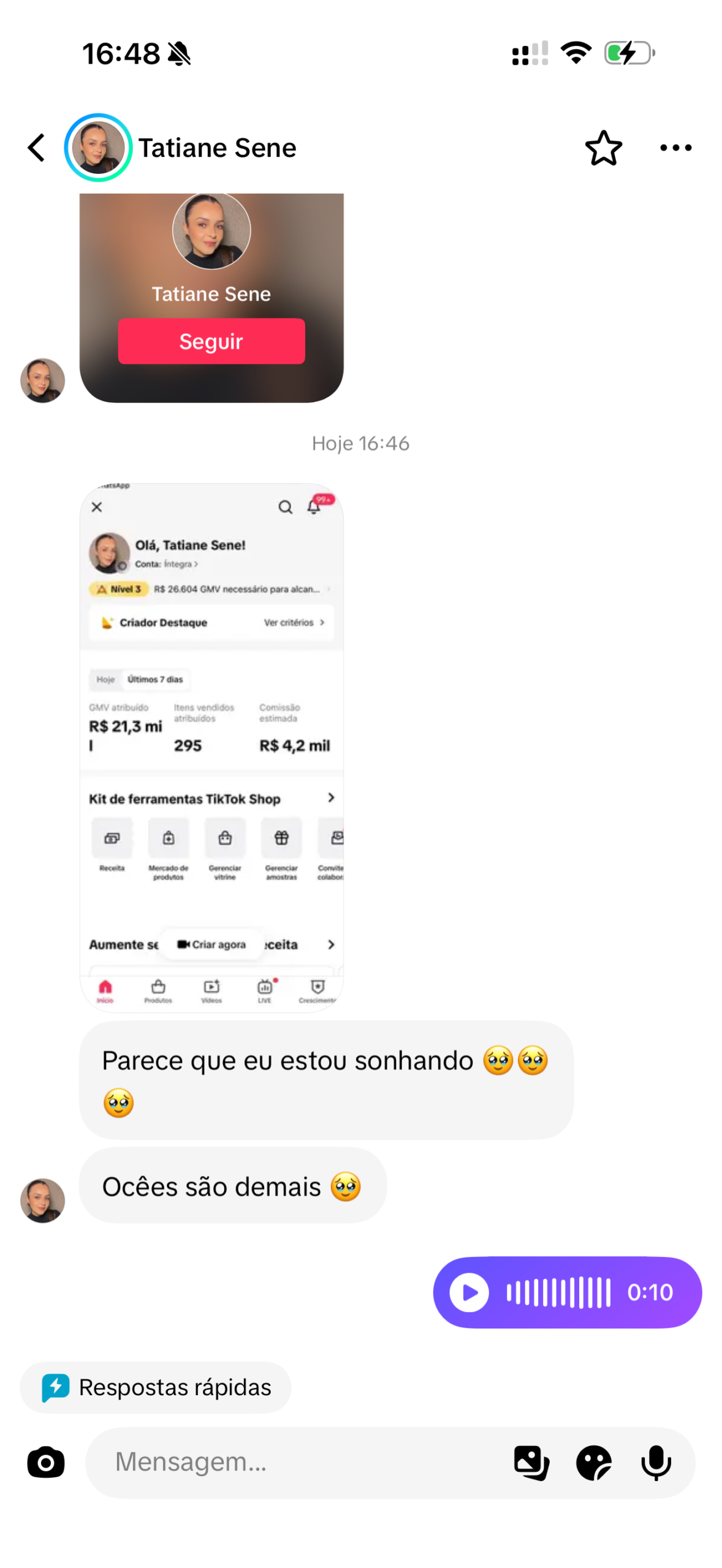 Prova social Tatiane